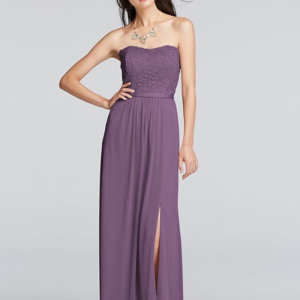 David’s Bridal Wisteria Strapless BM Dress!